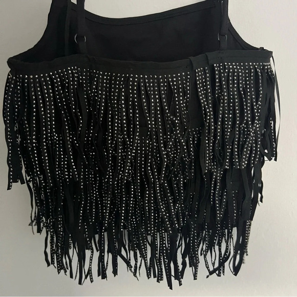 English Factory Faux-Leather Tiered-Fringe Tank Top NWT - Picture 5 of 5
